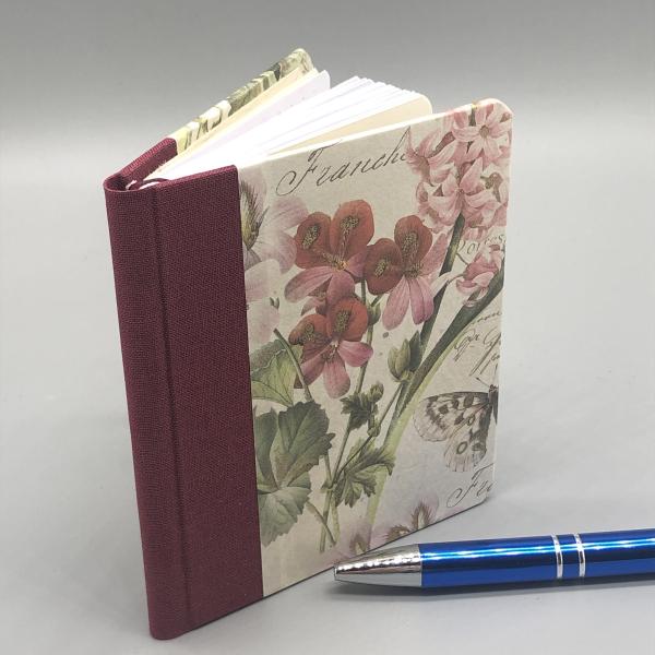 Buch Leinenrücken handgebunden Notizenrot Blumen